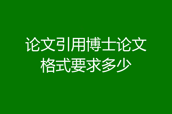 论文引用博士论文格式要求多少