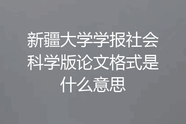 新疆大学学报社会科学版论文格式是什么意思