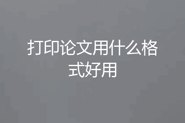 打印论文用什么格式好用