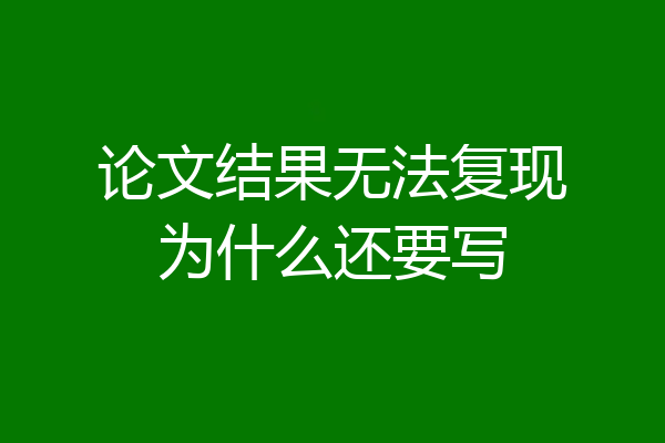 论文结果无法复现为什么还要写