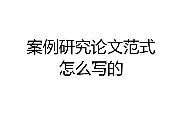 案例研究论文范式怎么写的