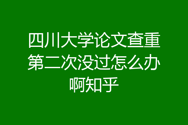 四川大学论文查重第二次没过怎么办啊知乎