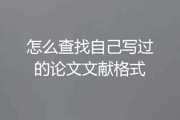 怎么查找自己写过的论文文献格式