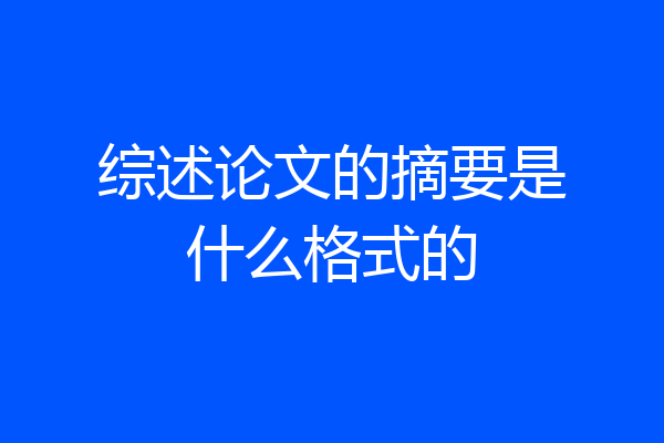 综述论文的摘要是什么格式的