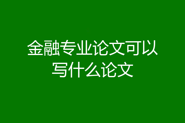 金融专业论文可以写什么论文