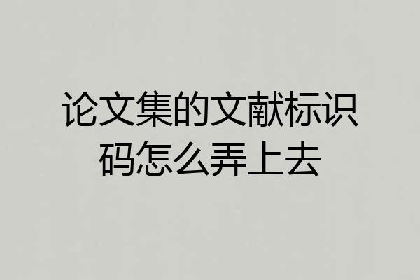 论文集的文献标识码怎么弄上去