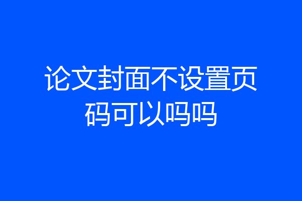 论文封面不设置页码可以吗吗