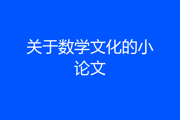 关于数学文化的小论文