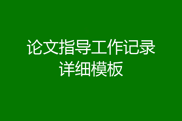 论文指导工作记录详细模板