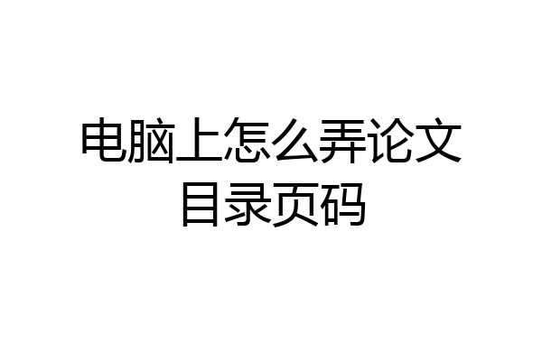 电脑上怎么弄论文目录页码