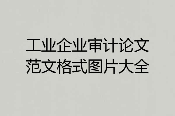 工业企业审计论文范文格式图片大全