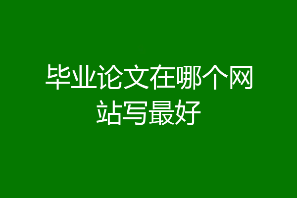 毕业论文在哪个网站写最好