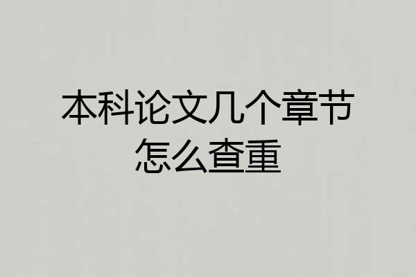 本科论文几个章节怎么查重