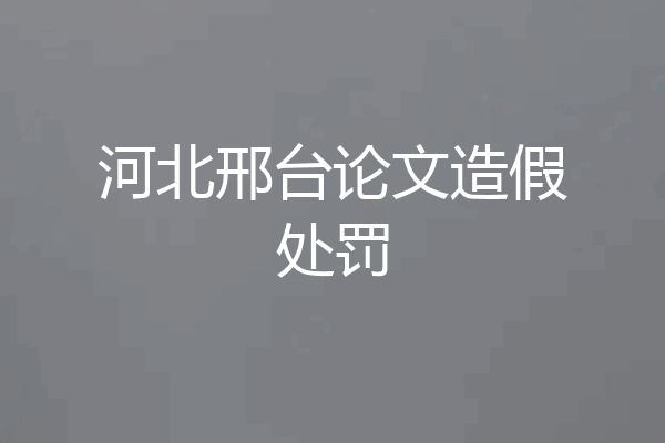 河北邢台论文造假处罚