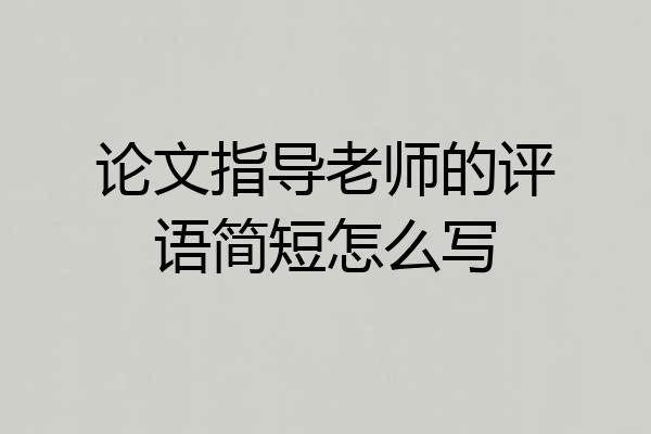 论文指导老师的评语简短怎么写