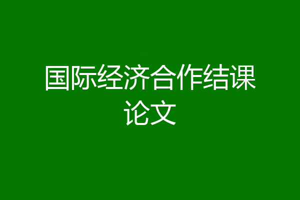 国际经济合作结课论文