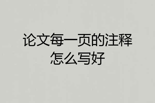 论文每一页的注释怎么写好