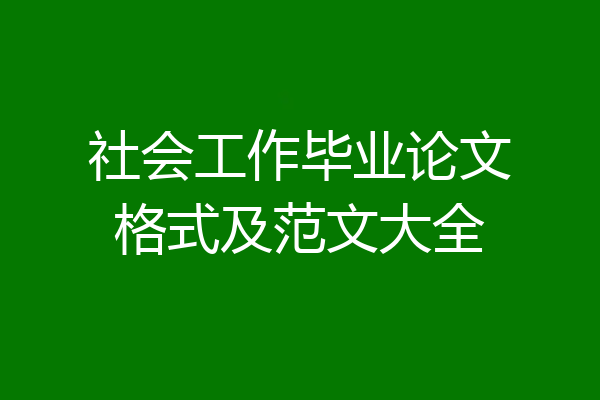 社会工作毕业论文格式及范文大全