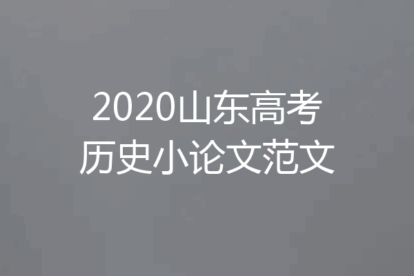 2020山东高考历史小论文范文
