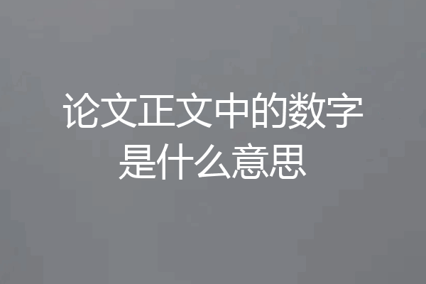 论文正文中的数字是什么意思