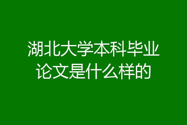 湖北大学本科毕业论文是什么样的