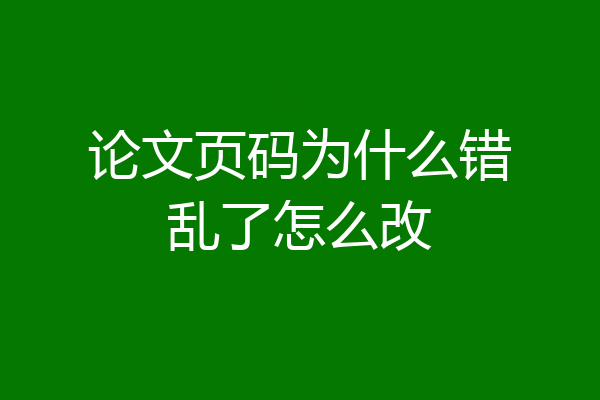 论文页码为什么错乱了怎么改