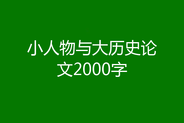 小人物与大历史论文2000字