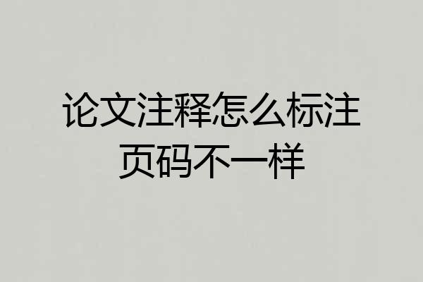 论文注释怎么标注页码不一样