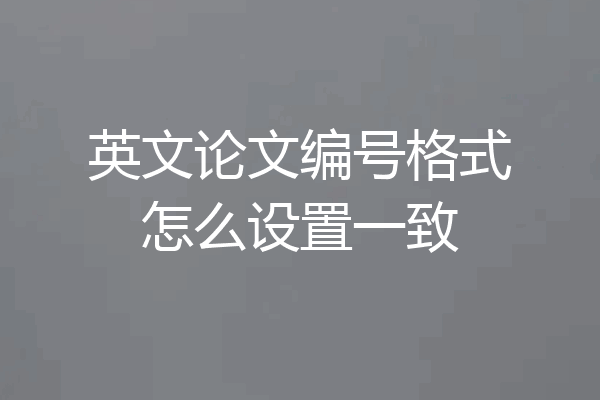 英文论文编号格式怎么设置一致