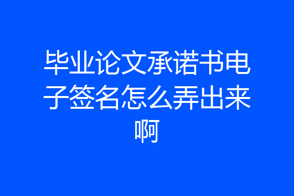 毕业论文承诺书电子签名怎么弄出来啊