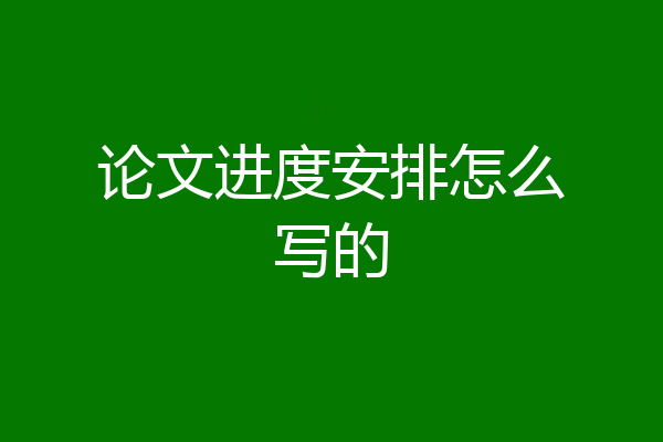 论文进度安排怎么写的