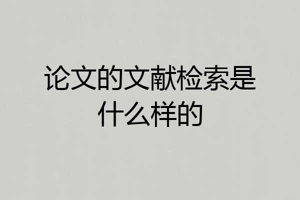论文的文献检索是什么样的