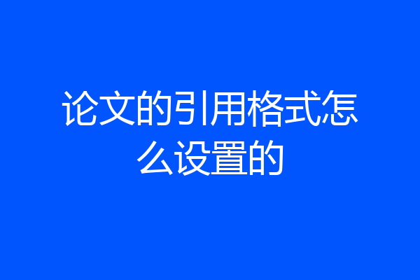 论文的引用格式怎么设置的