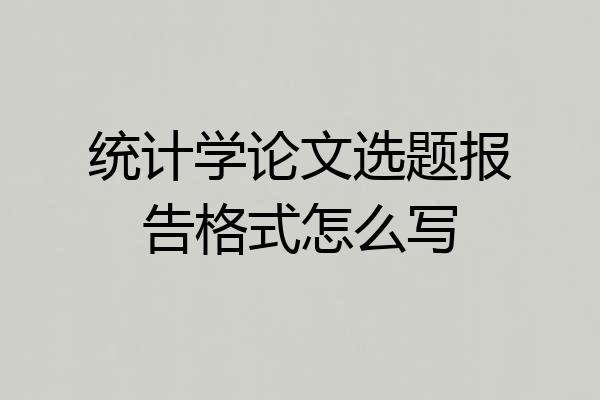 统计学论文选题报告格式怎么写