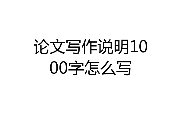 论文写作说明1000字怎么写