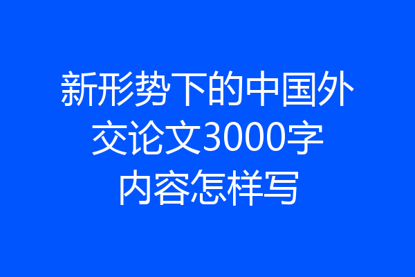 新形势下的中国外交论文3000字内容怎样写