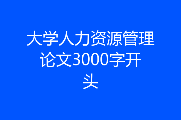 大学人力资源管理论文3000字开头
