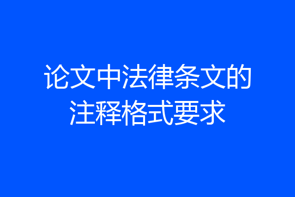 论文中法律条文的注释格式要求