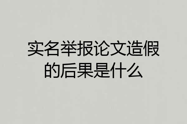 实名举报论文造假的后果是什么