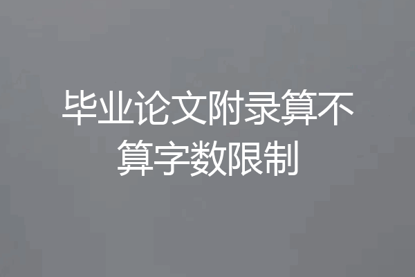 毕业论文附录算不算字数限制
