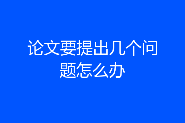 论文要提出几个问题怎么办