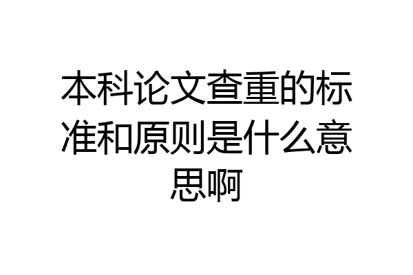 本科论文查重的标准和原则是什么意思啊
