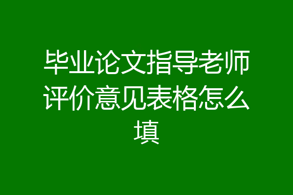 毕业论文指导老师评价意见表格怎么填