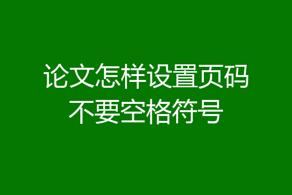论文怎样设置页码不要空格符号