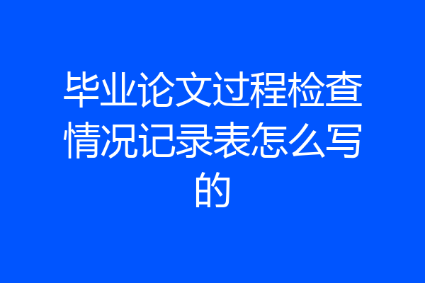 毕业论文过程检查情况记录表怎么写的