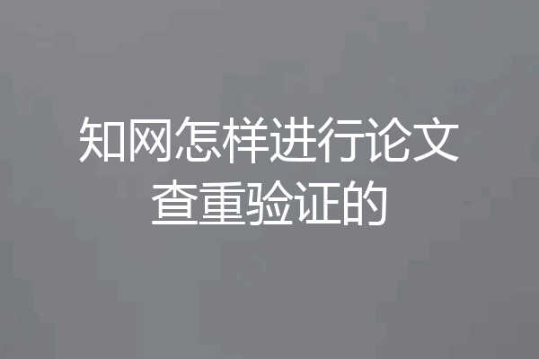 知网怎样进行论文查重验证的
