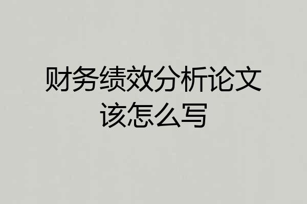 财务绩效分析论文该怎么写