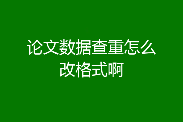 论文数据查重怎么改格式啊