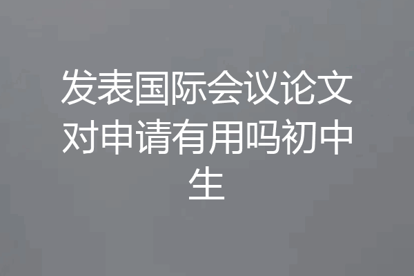 发表国际会议论文对申请有用吗初中生