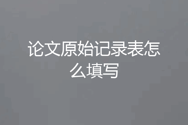 论文原始记录表怎么填写